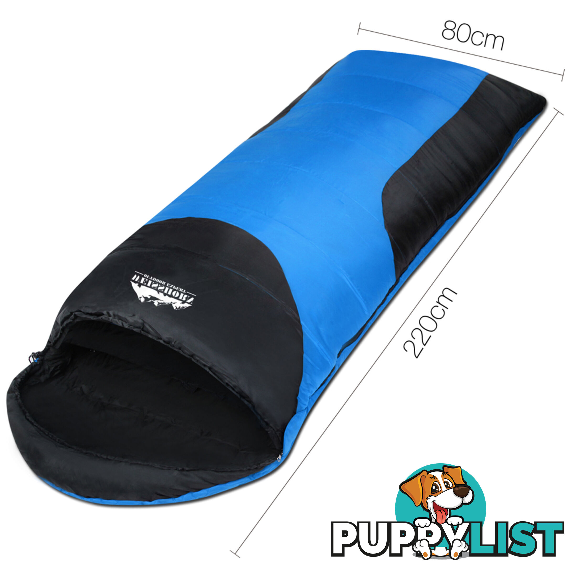 Camping Envelope Sleeping Bag Single Blue Black