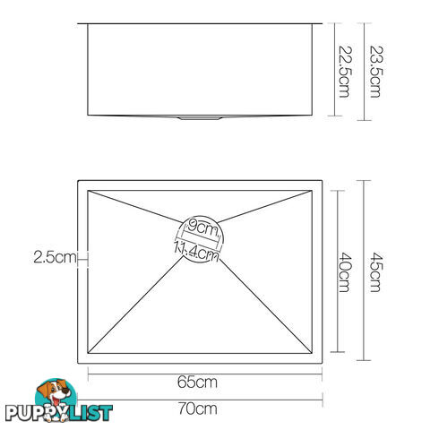 Stainless Steel Kitchen Laundry Sink 700 x 450mm