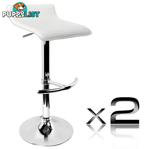 Set of 2 PVC Leather Kitchen Bar Stool White