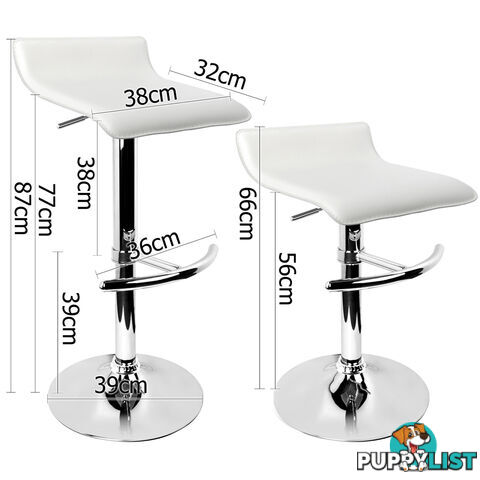 Set of 2 PVC Leather Kitchen Bar Stool White