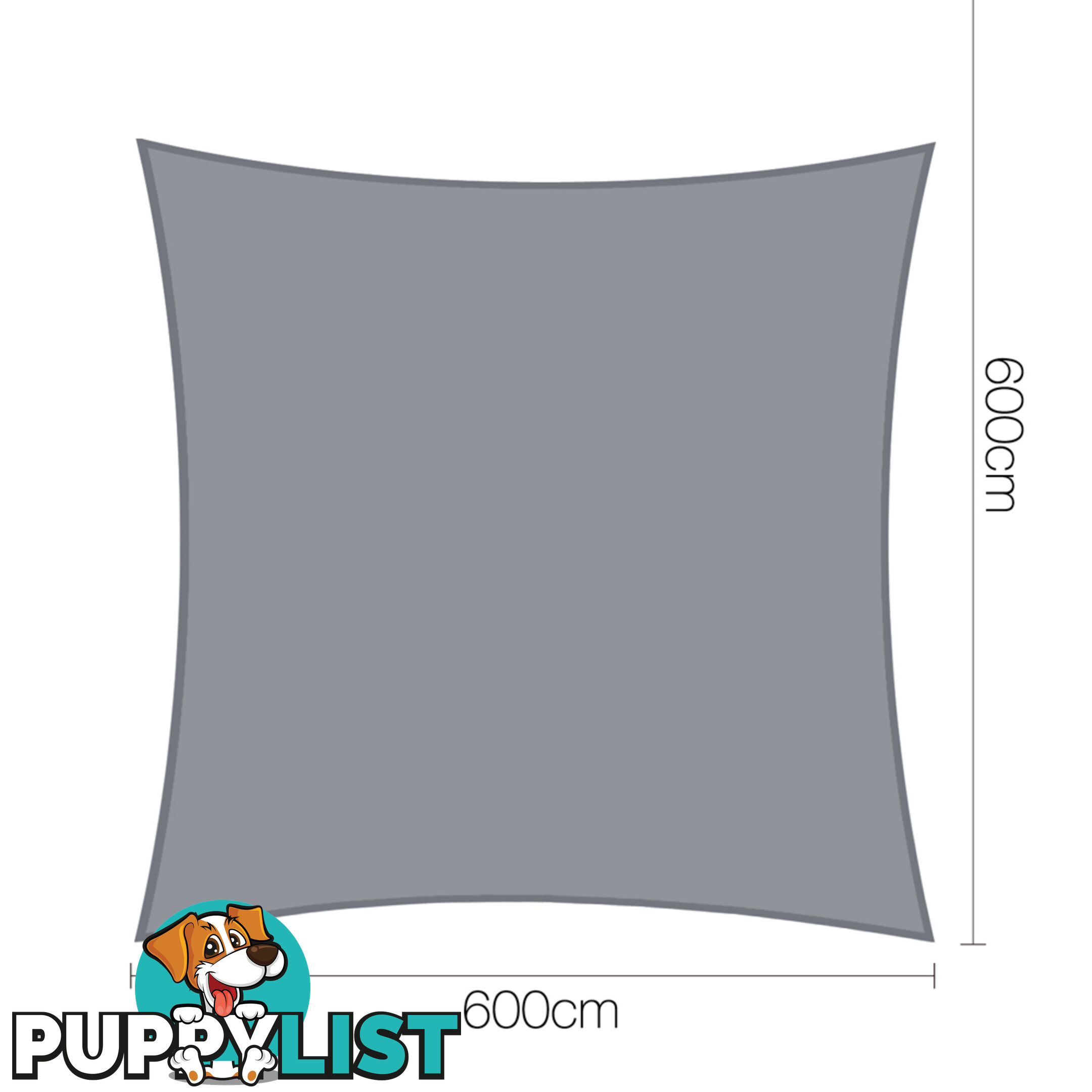 Heavy Duty 280GSM Shade Sail Canopy 6 x 6 M Grey