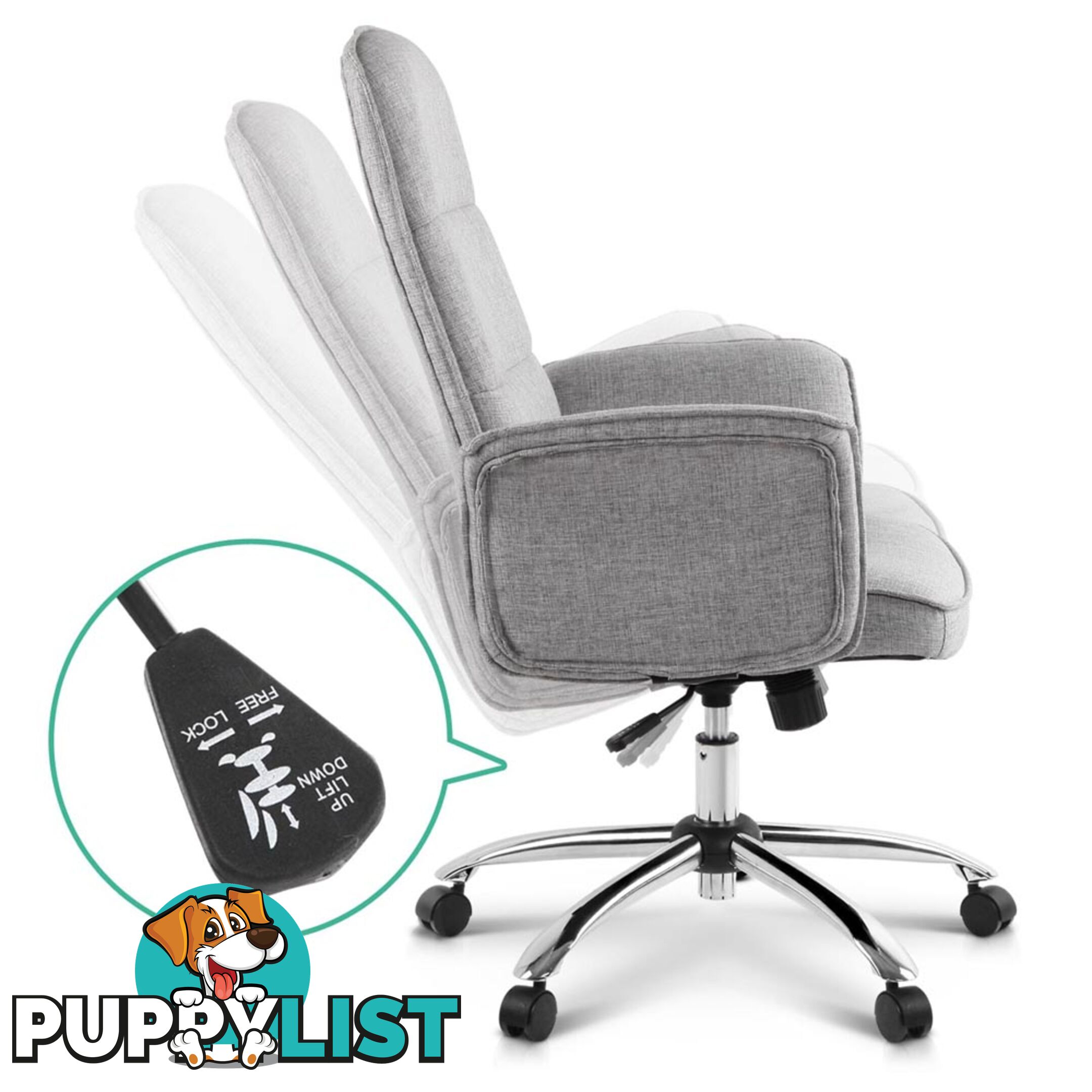 Modern Office Desk Executive Fabric Chair - Grey