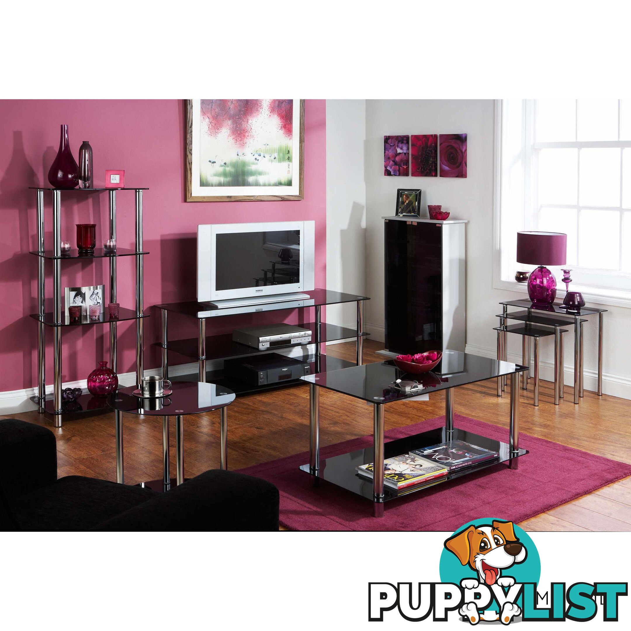 Amore Corner TV Unit 3 Shelf Black