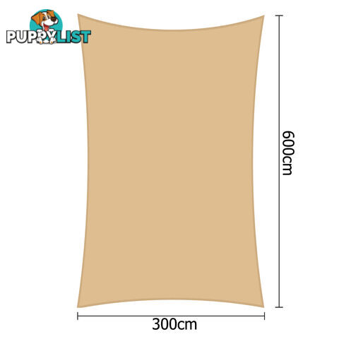 Heavy Duty Rectangle Shade Sail Canopy 3 x 6m Sand Beige