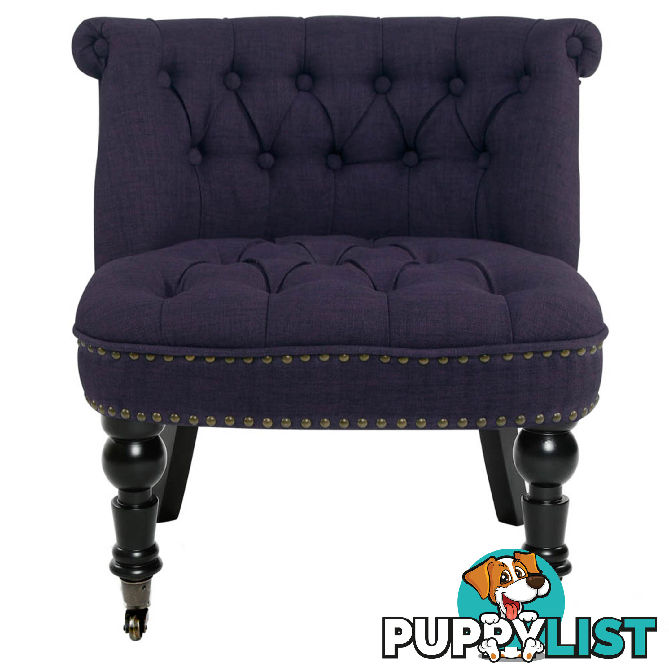 Lorraine Chair French Provincial Linen Fabric Sofa Dark Purple