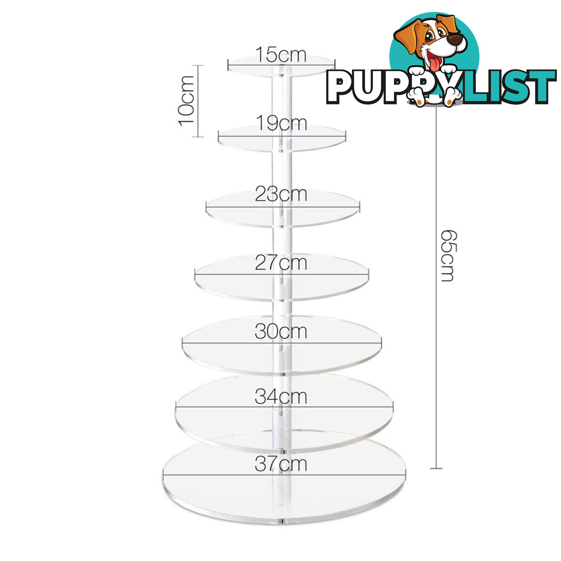 7 Tier Clear Acrylic Cake Stand 65CM