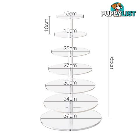 7 Tier Clear Acrylic Cake Stand 65CM