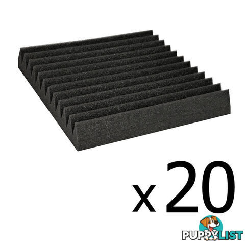 Set of 20 Studio Wedge Acoustic Foam Black 30 x 30cm