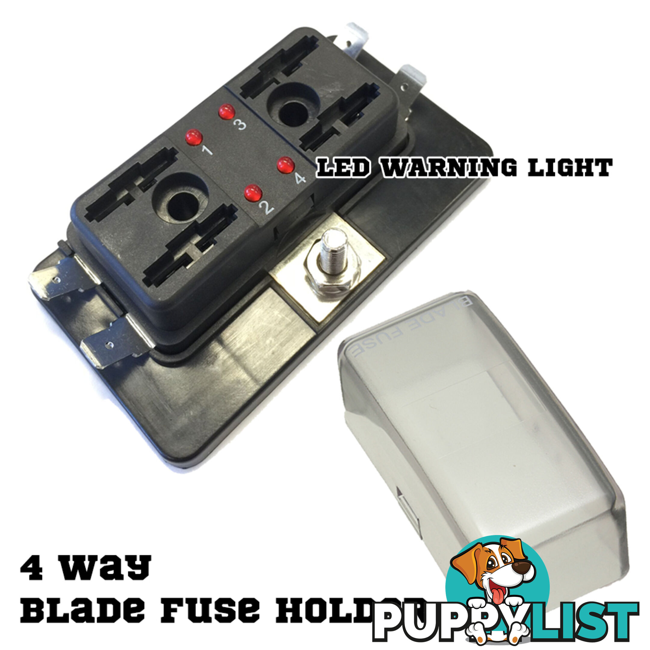 ATO 4 Way Blade Fuse Holder Box LED Light 12-32V Circuit Caravan Truck Boat 4X4