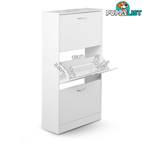 3 Drawers Chest Shoe Cabinet Storage Organizer White