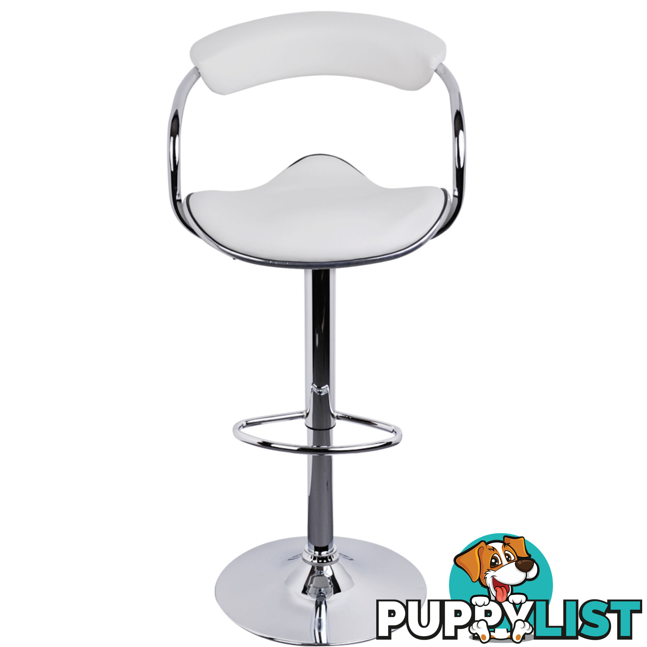 Set of 2 PU Leather Kitchen Bar Stool White