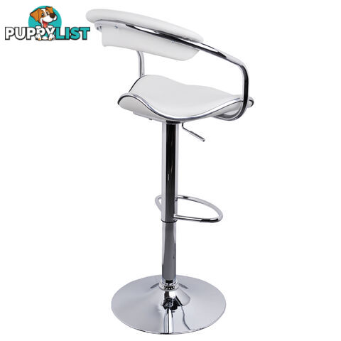 Set of 2 PU Leather Kitchen Bar Stool White