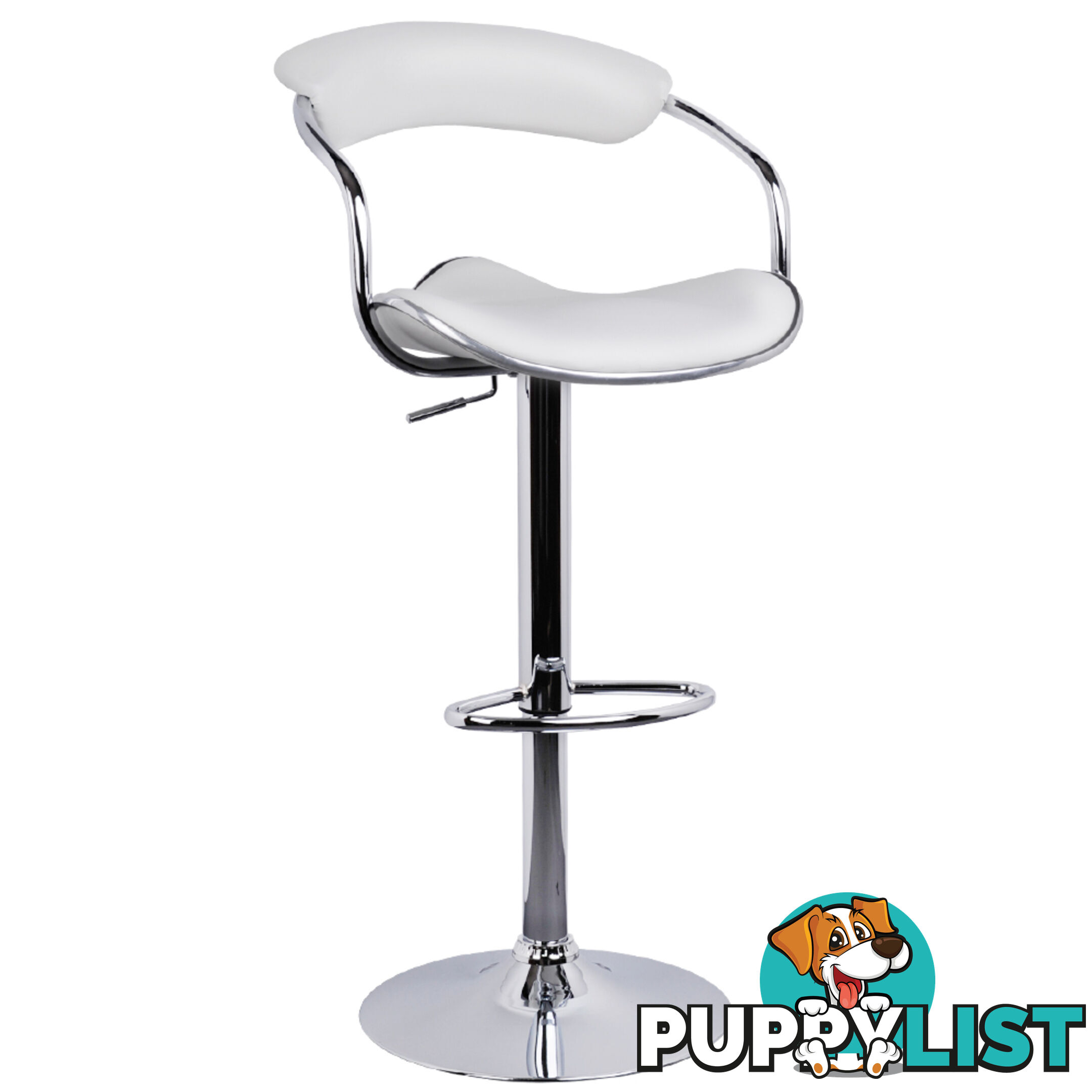 Set of 2 PU Leather Kitchen Bar Stool White