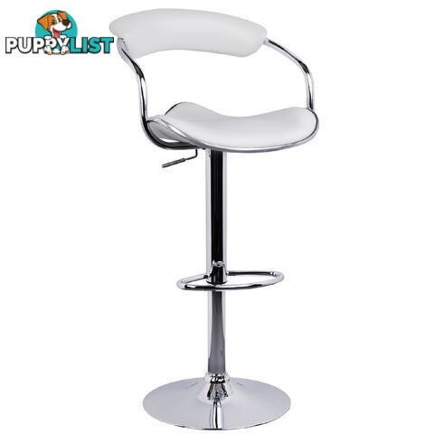 Set of 2 PU Leather Kitchen Bar Stool White