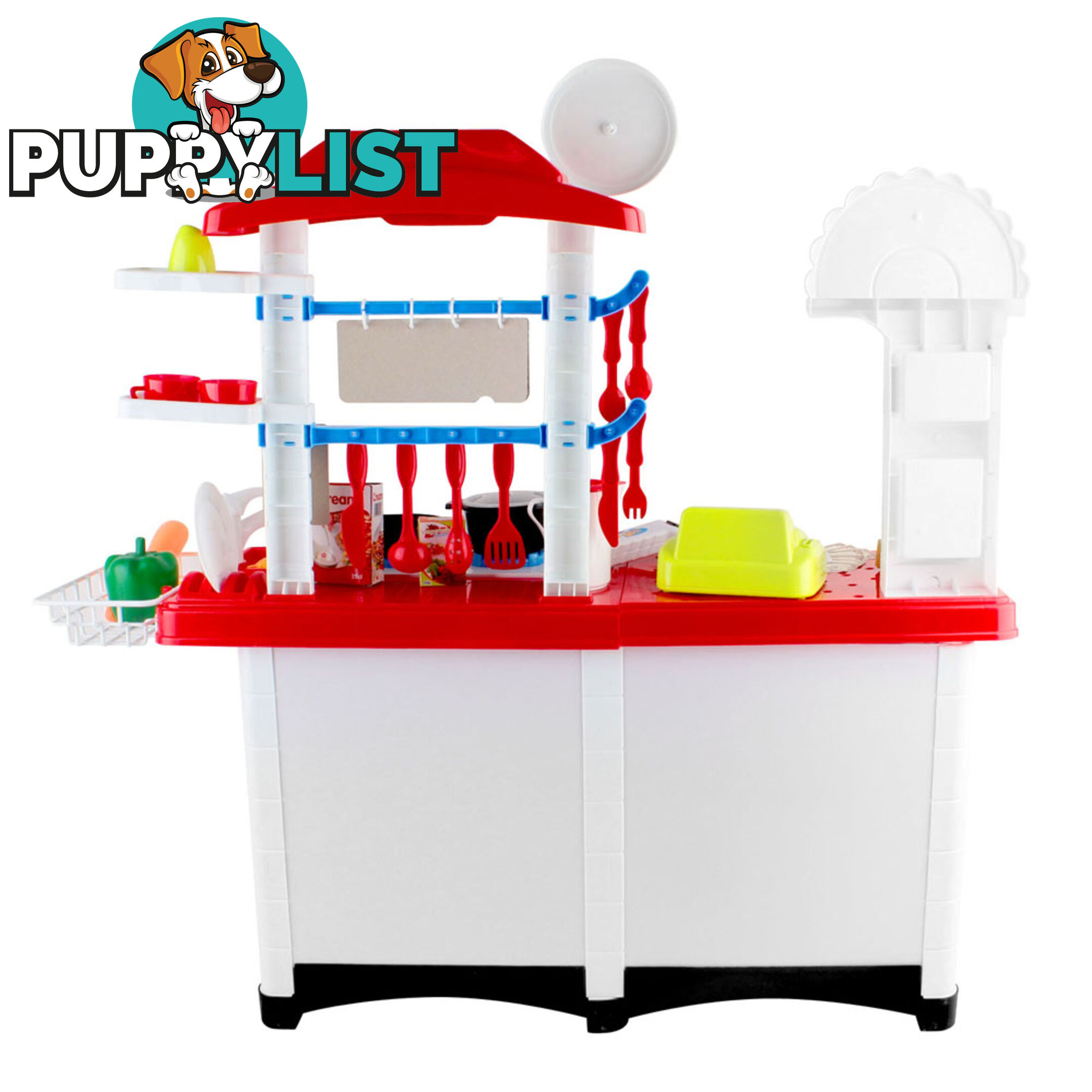 Kitchen Supermarket Pretend Play Set Red White