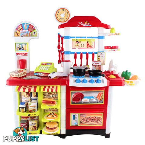 Kitchen Supermarket Pretend Play Set Red White