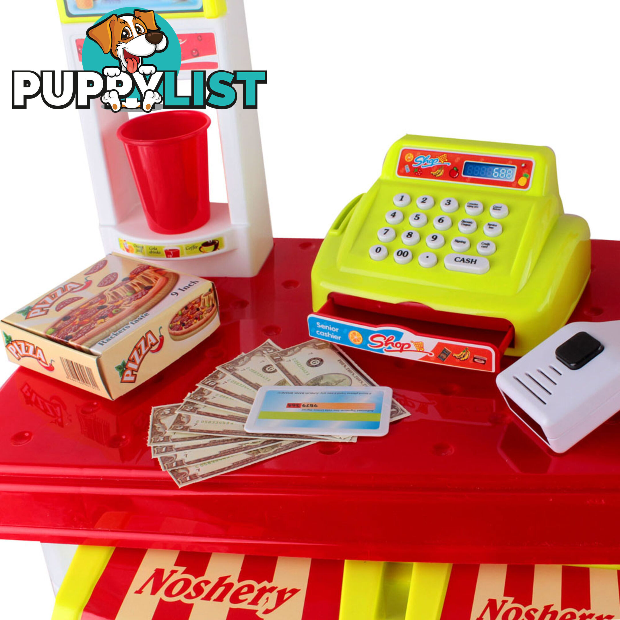 Kitchen Supermarket Pretend Play Set Red White