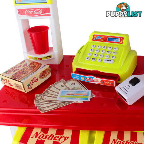 Kitchen Supermarket Pretend Play Set Red White