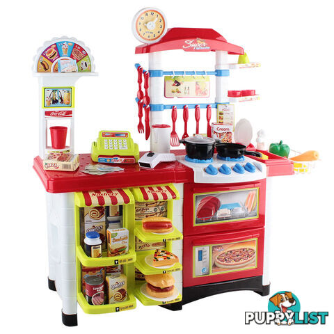 Kitchen Supermarket Pretend Play Set Red White