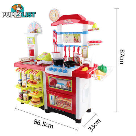 Kitchen Supermarket Pretend Play Set Red White