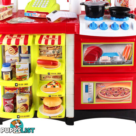 Kitchen Supermarket Pretend Play Set Red White