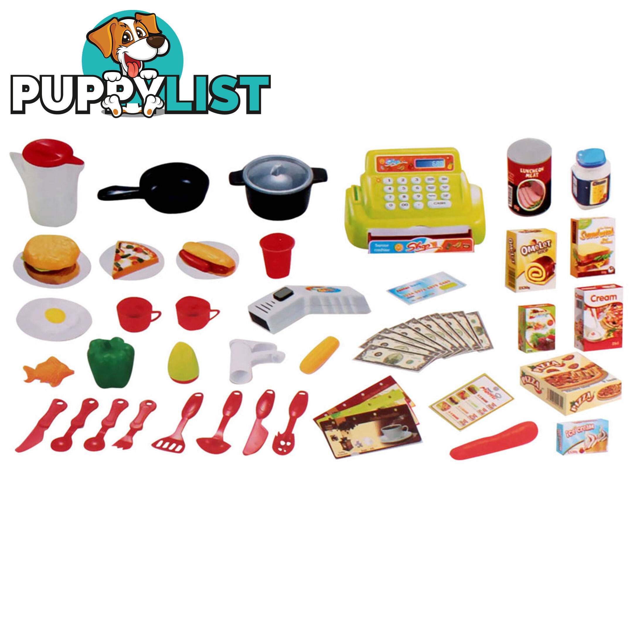 Kitchen Supermarket Pretend Play Set Red White