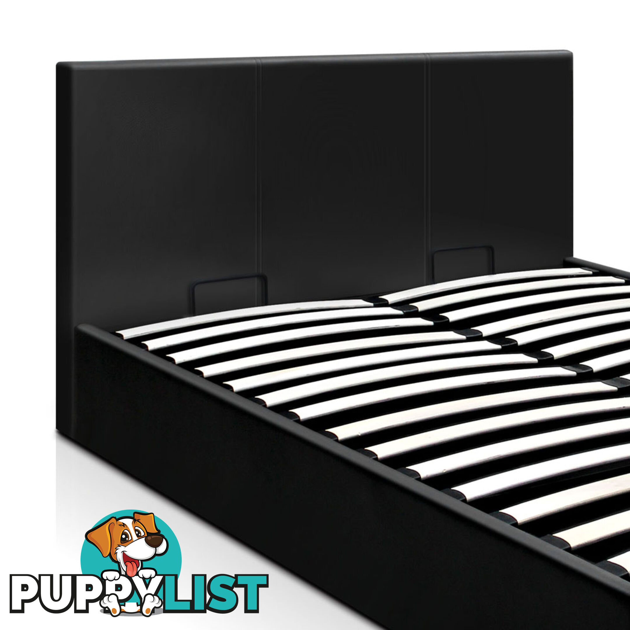 Deluxe Gas Lift PU Leather Storage Bed Frame Double Black