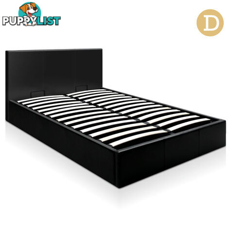 Deluxe Gas Lift PU Leather Storage Bed Frame Double Black