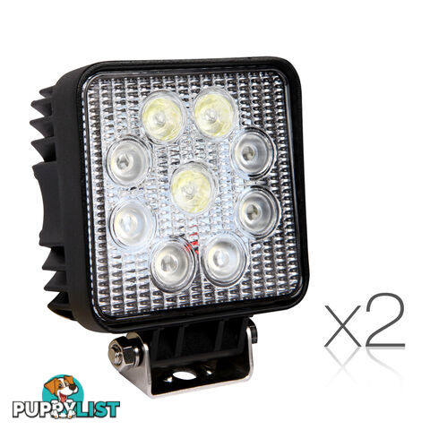 Set of 2 BEAMAX Square LED Work Lamp 27W