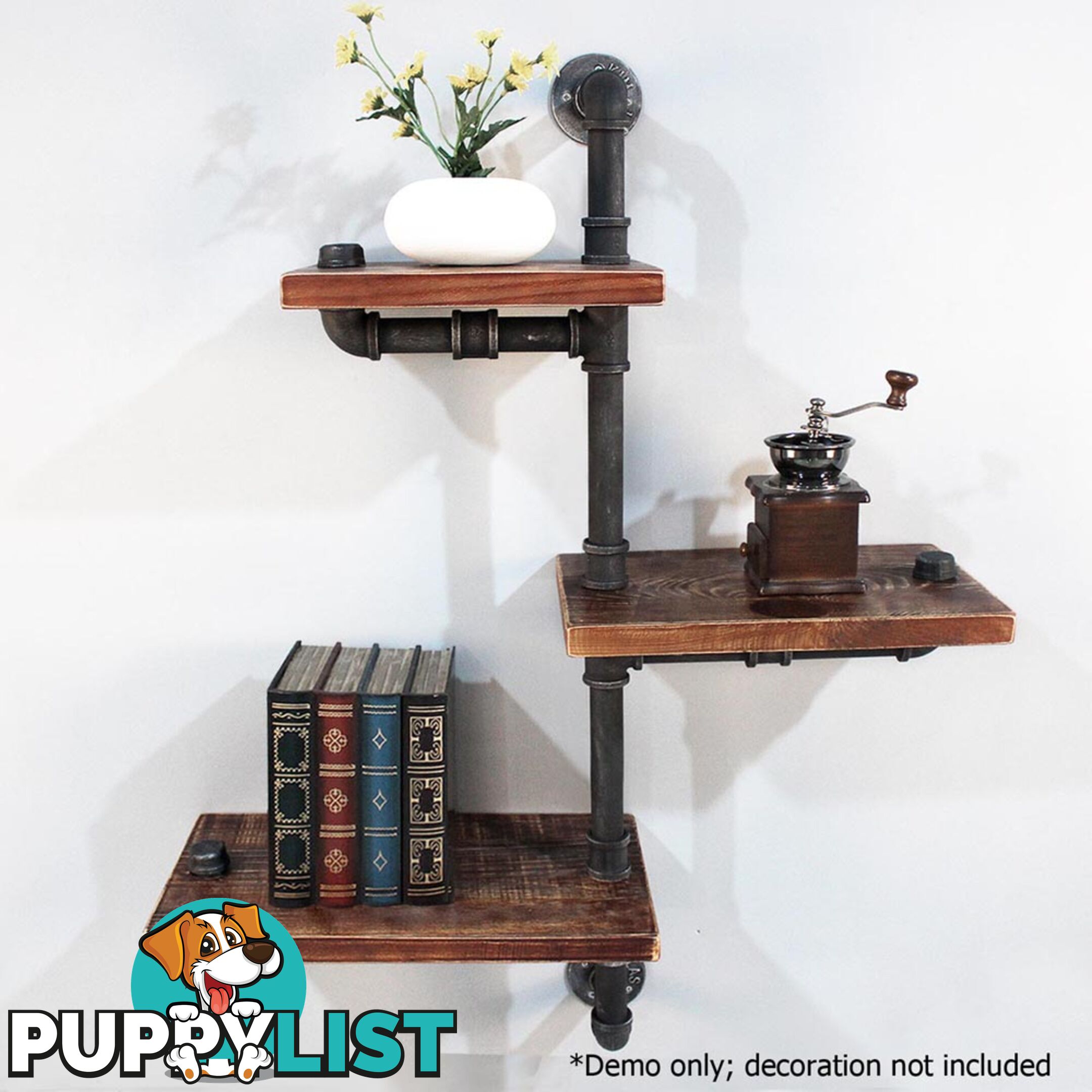 Rustic Industrial DIY Floating Pipe Shelf