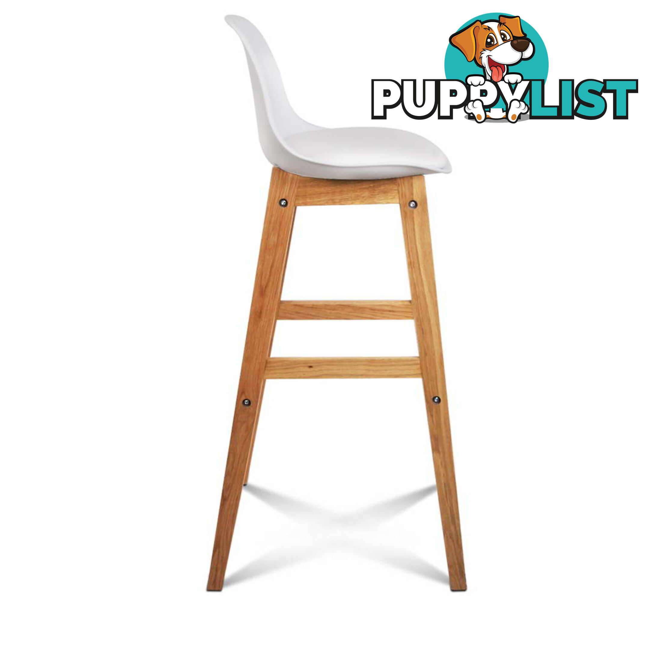 Set of 2 High Seat Back Barstools White