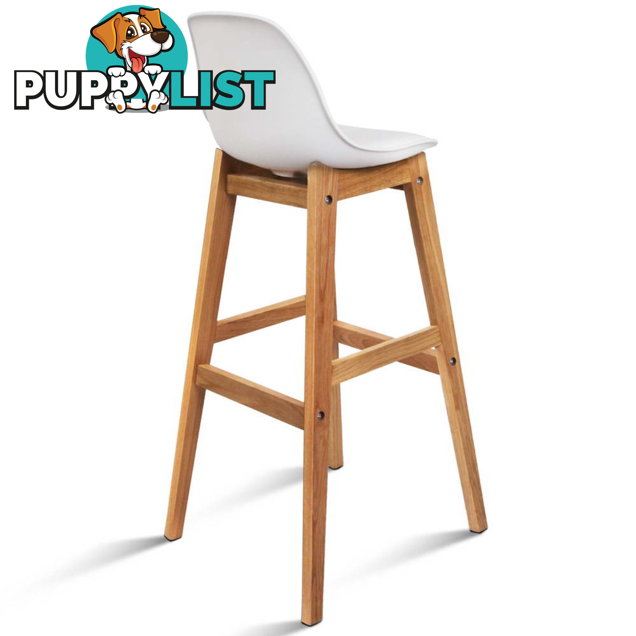 Set of 2 High Seat Back Barstools White