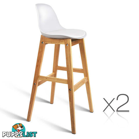 Set of 2 High Seat Back Barstools White