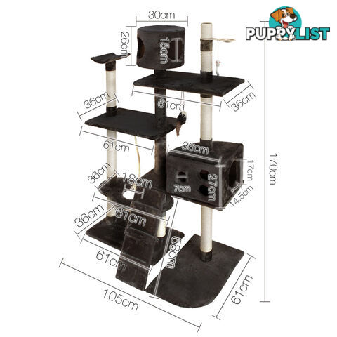 Cat Scratching Poles Post Furniture Tree 170cm Grey