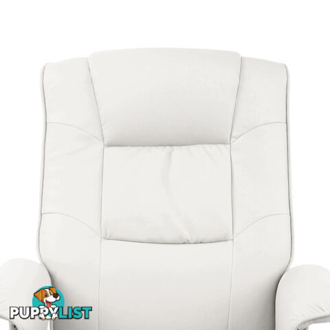 PU Leather Lounge Office Recliner Chair Ottoman White