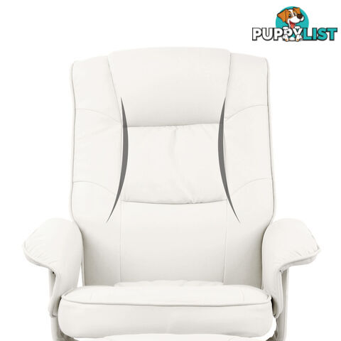 PU Leather Lounge Office Recliner Chair Ottoman White