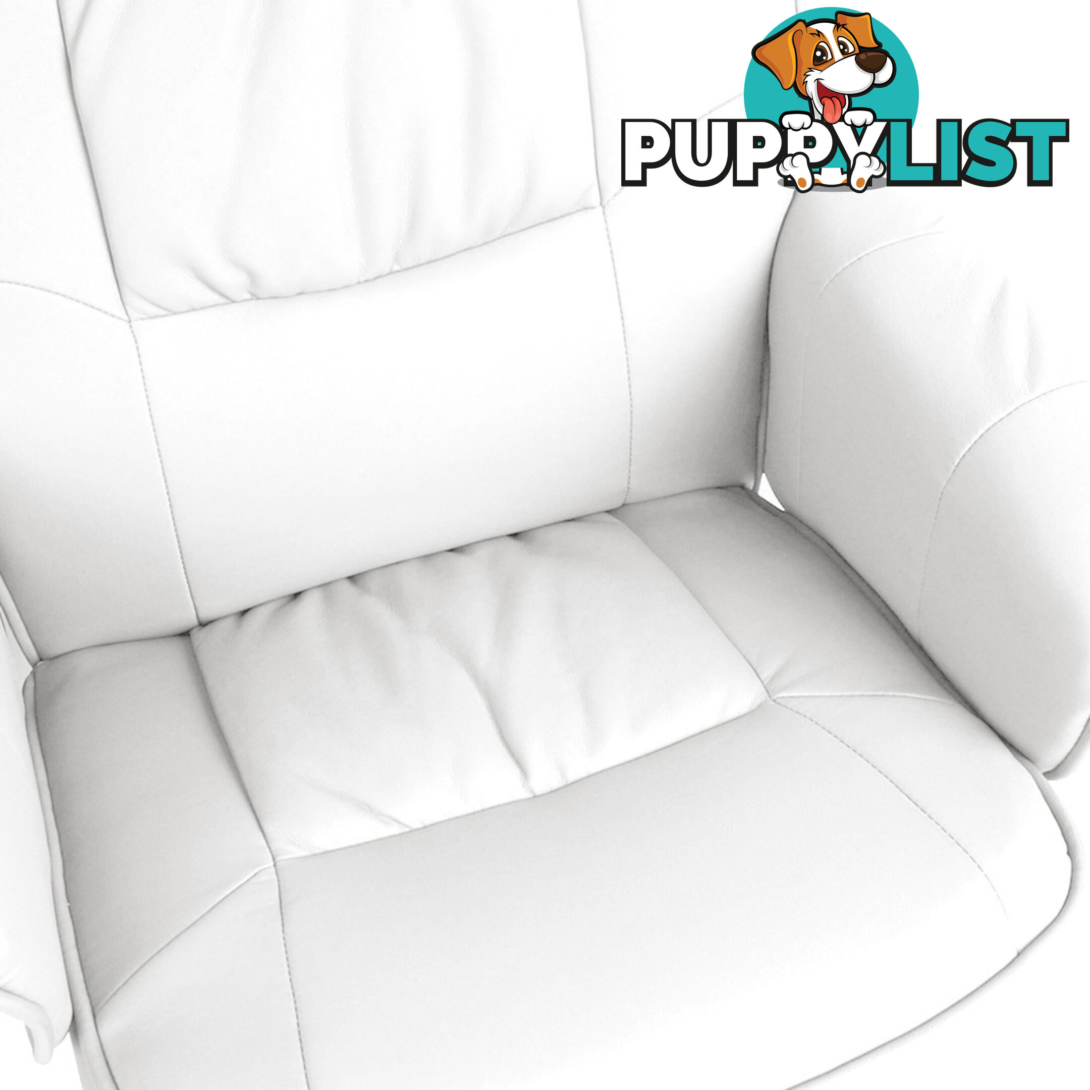 PU Leather Lounge Office Recliner Chair Ottoman White