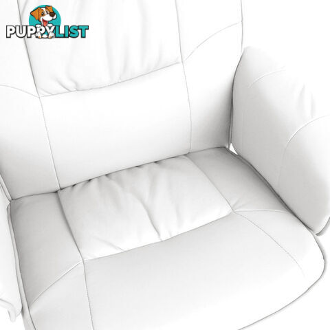 PU Leather Lounge Office Recliner Chair Ottoman White