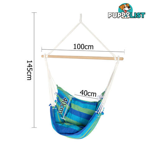 Hammock Swing Chair w/ Cushion Blue Green