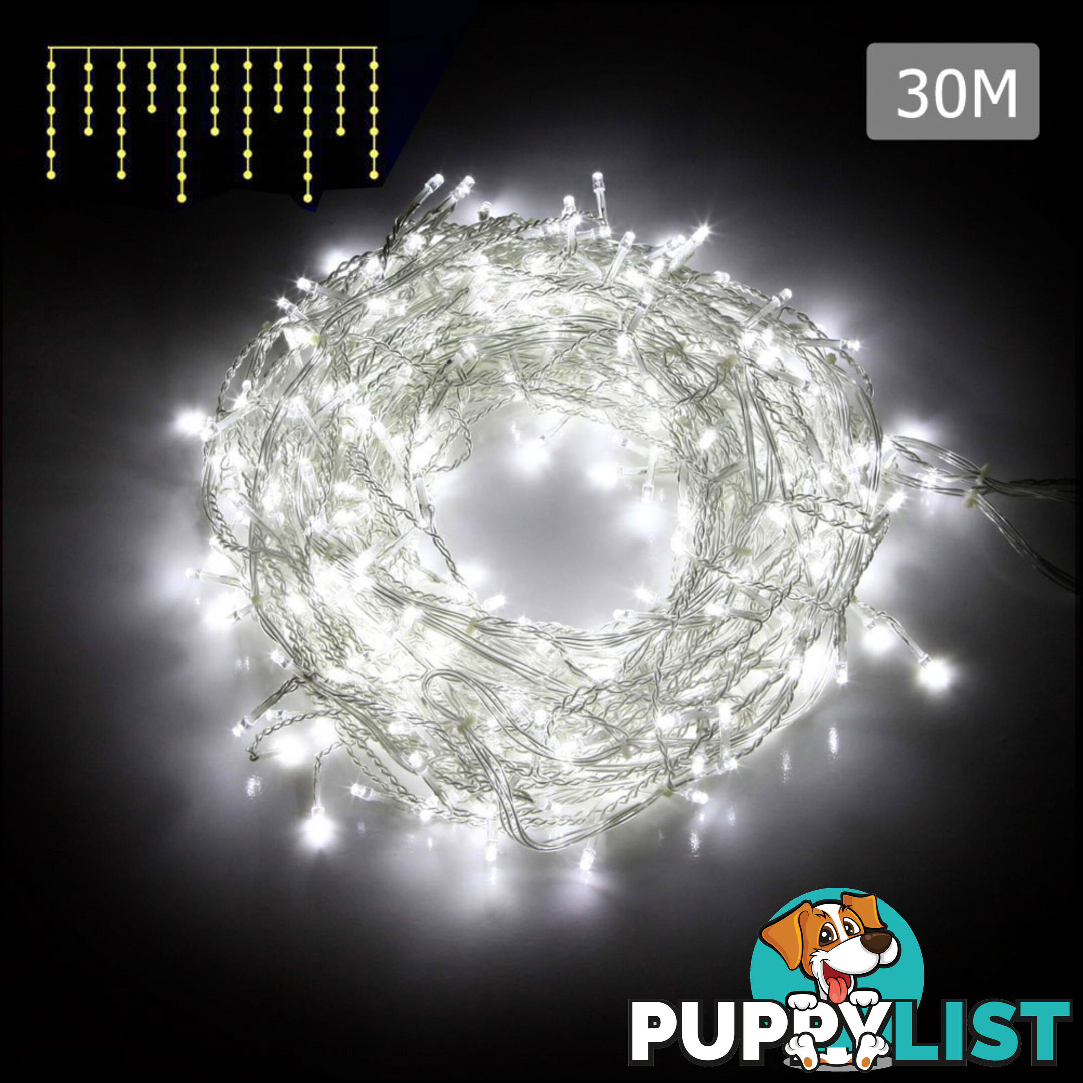 800 LED Christmas Icicle Lights White