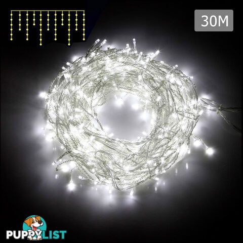 800 LED Christmas Icicle Lights White