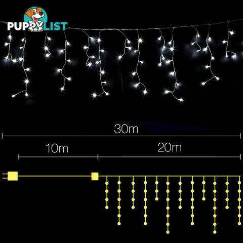 800 LED Christmas Icicle Lights White