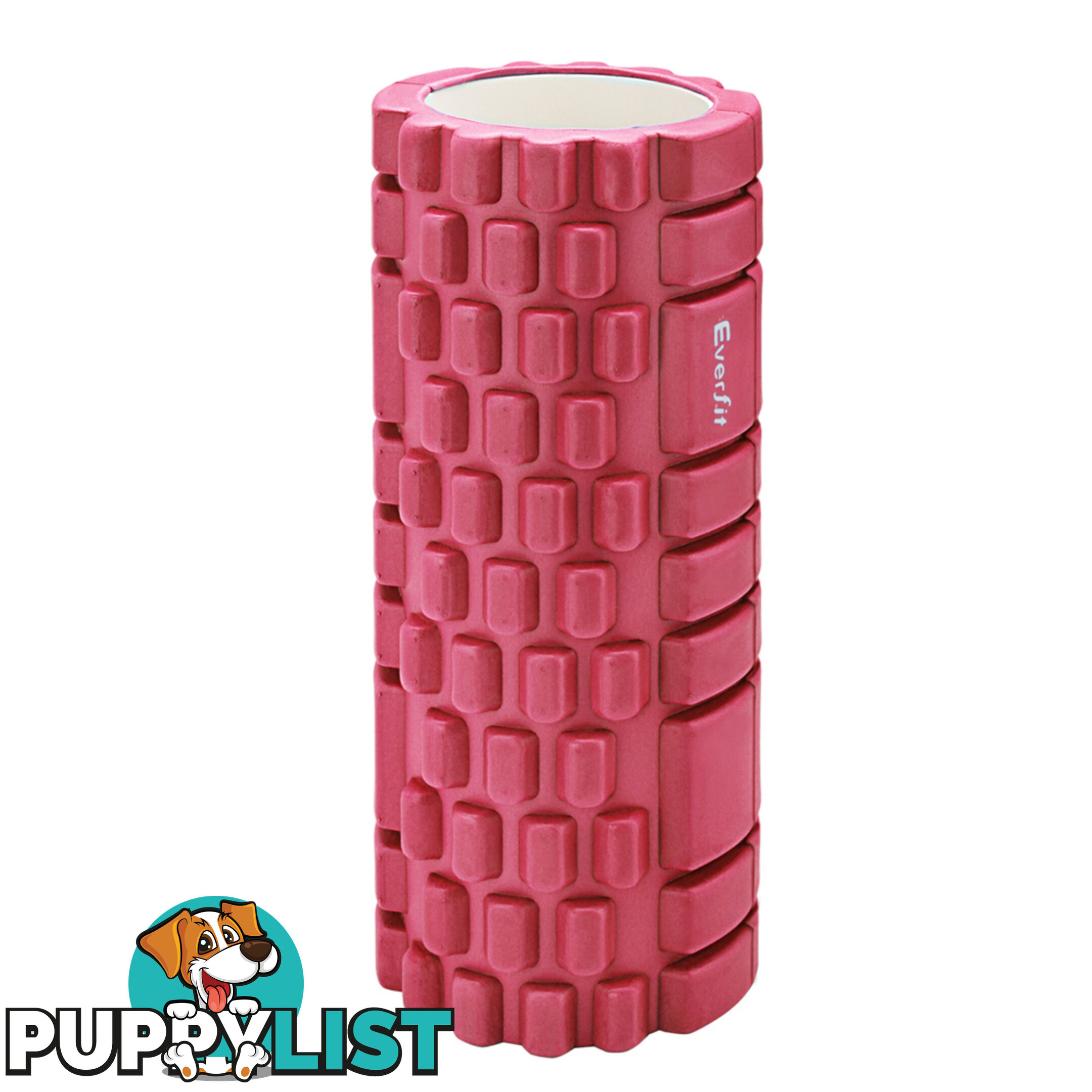 Yoga Gym Pilates EVA Grid Foam Roller Pink 33 x 14cm