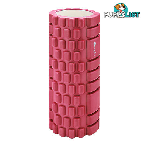 Yoga Gym Pilates EVA Grid Foam Roller Pink 33 x 14cm