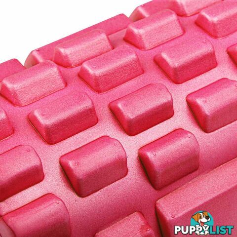 Yoga Gym Pilates EVA Grid Foam Roller Pink 33 x 14cm