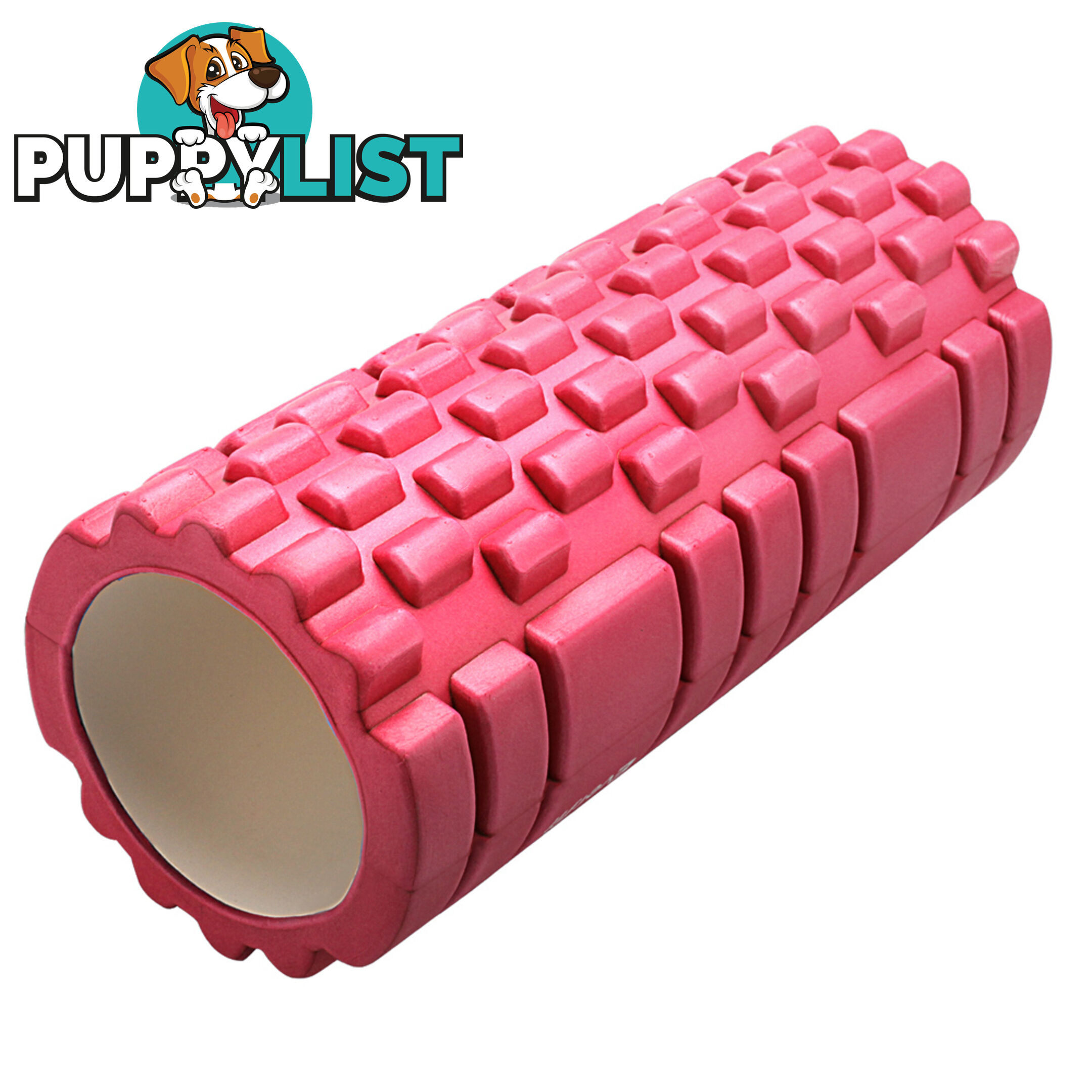 Yoga Gym Pilates EVA Grid Foam Roller Pink 33 x 14cm