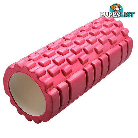 Yoga Gym Pilates EVA Grid Foam Roller Pink 33 x 14cm