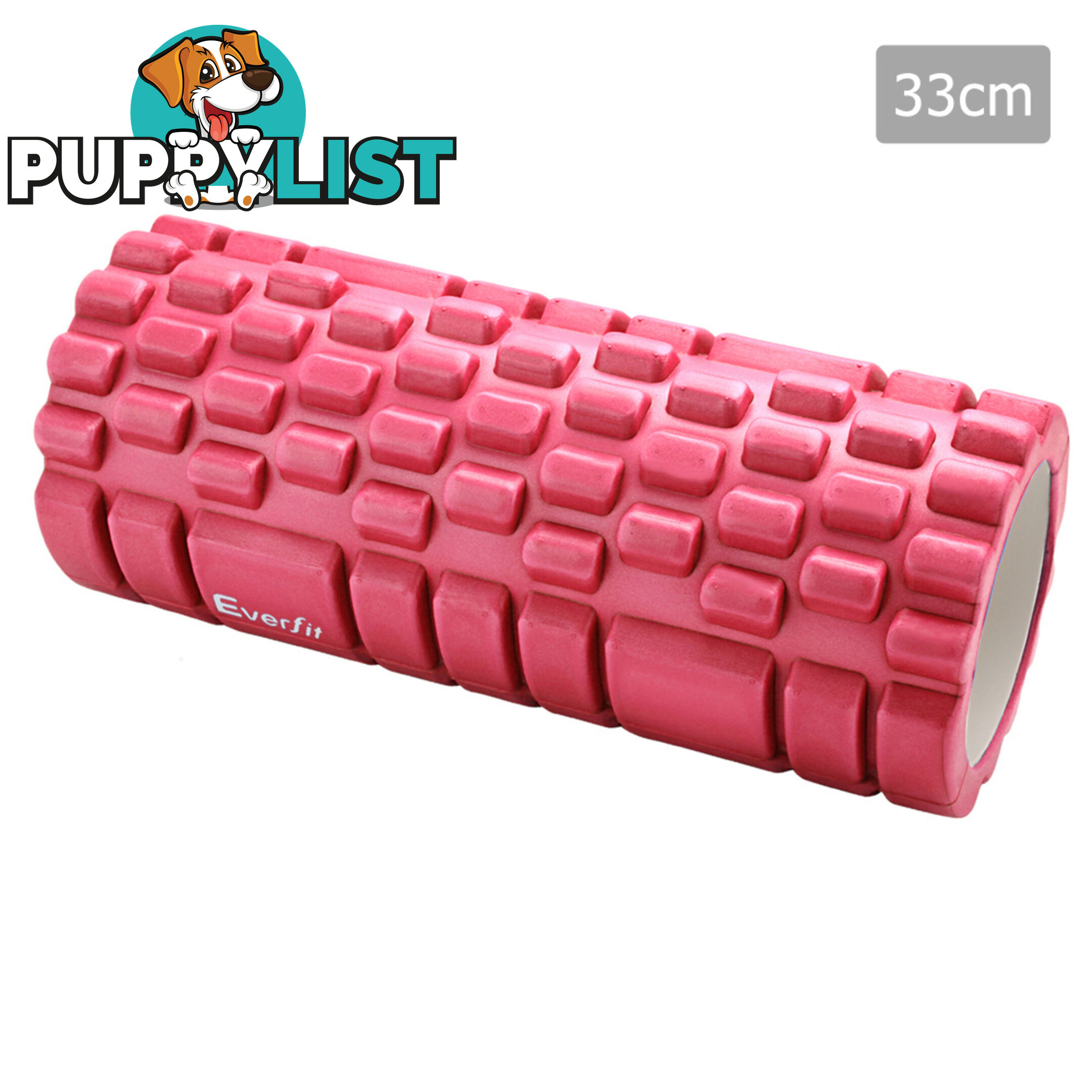 Yoga Gym Pilates EVA Grid Foam Roller Pink 33 x 14cm