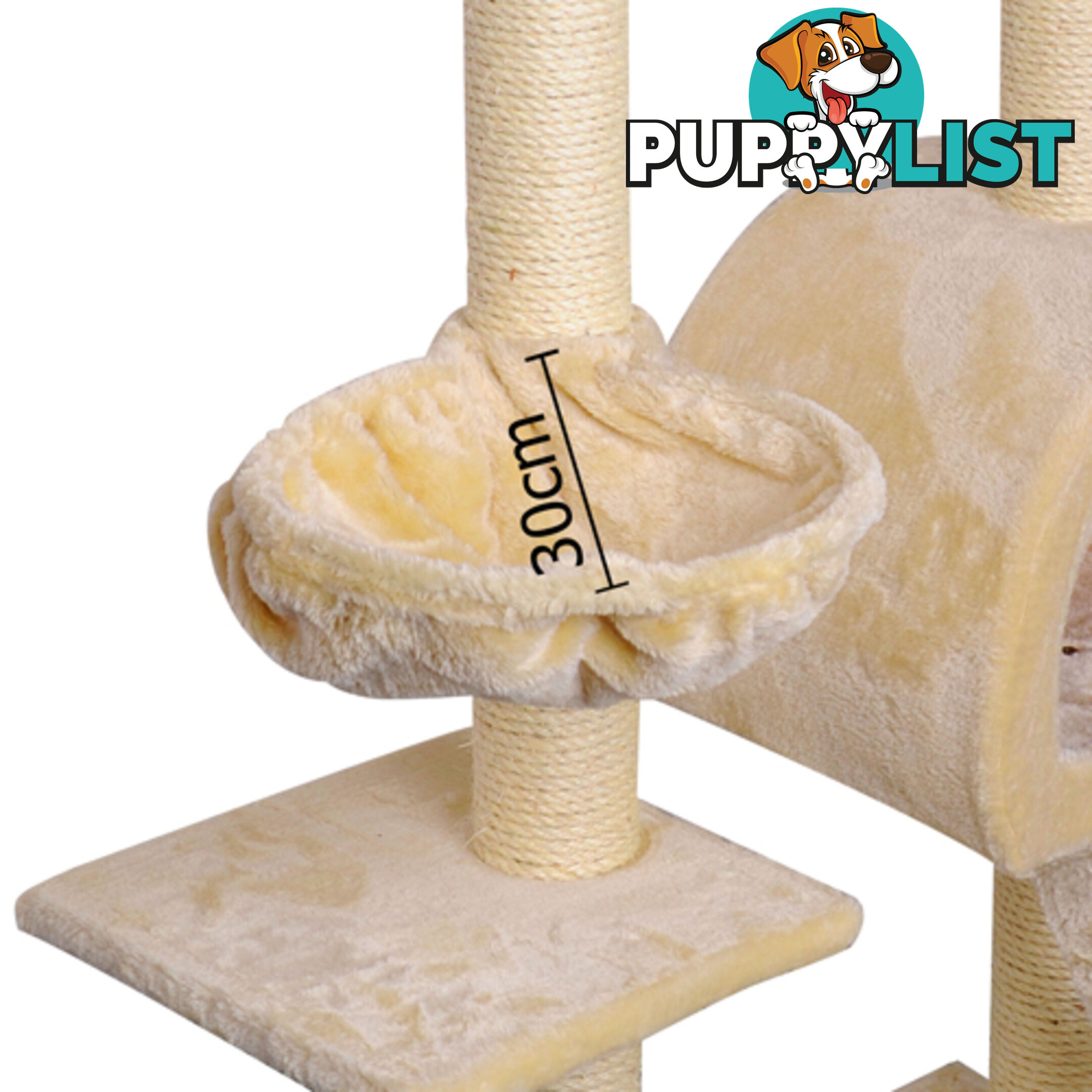 Multi Level Cat Scratching Poles Tree w/ Ladder Beige