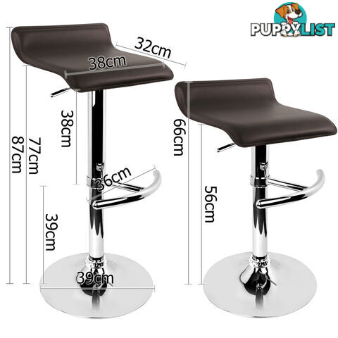 Set of 2 PVC Leather Kitchen Bar Stool Chocolate